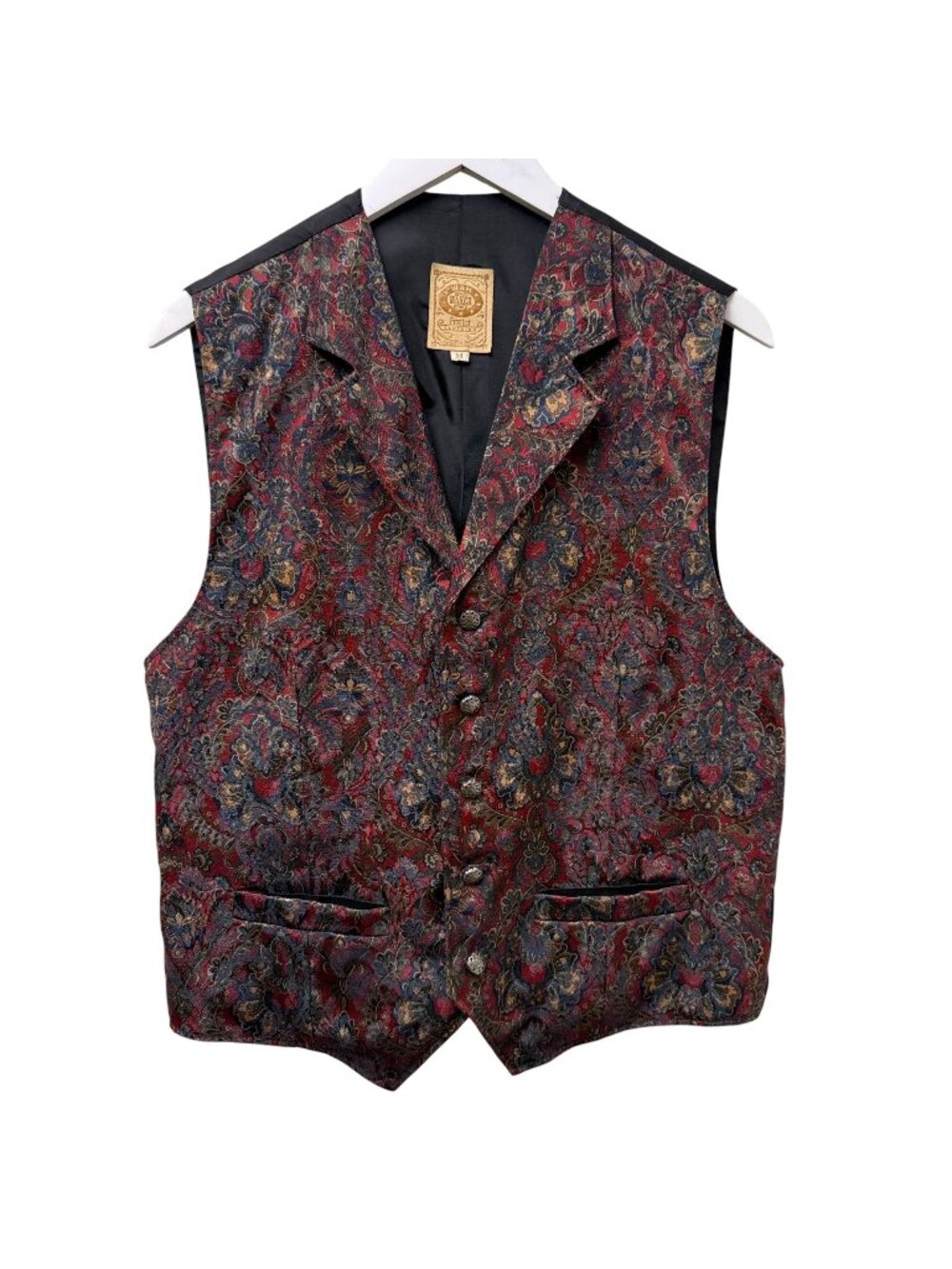 WAH MAKER Frontier Clothing Mens Vest Medium Red Paisley Western Formal Cowboy